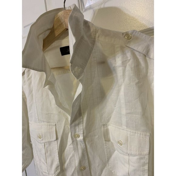 TASSO ELBA Men’s Sz XL‎ BUTTON DOWN SHORT SLEEVE SHIRT WHITE - Picture 1 of 8